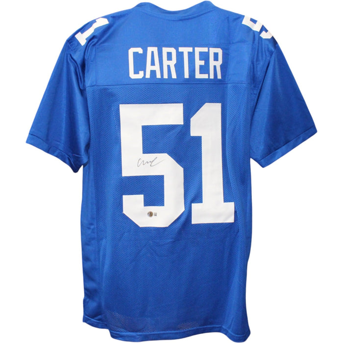 Abdul Carter Signed Pro Style Size XL Blue Jersey – Blue – Beckett Witness Authenticated-Powers Sports Memorabilia