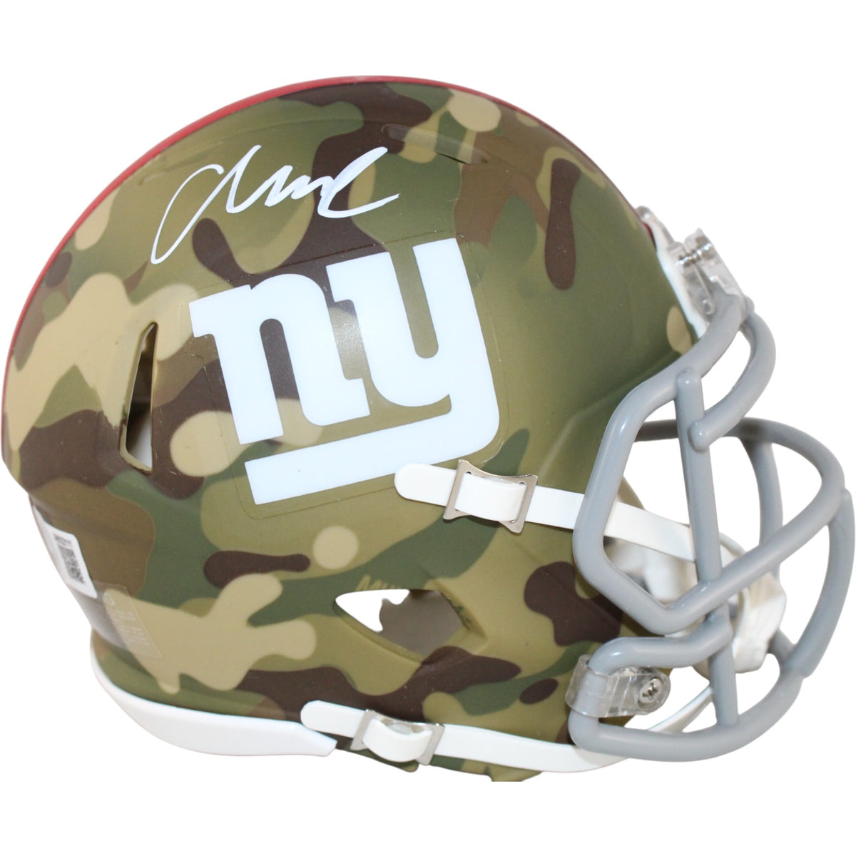 Abdul Carter New York Giants Camo Signed Mini Helmet Beckett Witness 51265 Beckett-Powers Sports Memorabilia