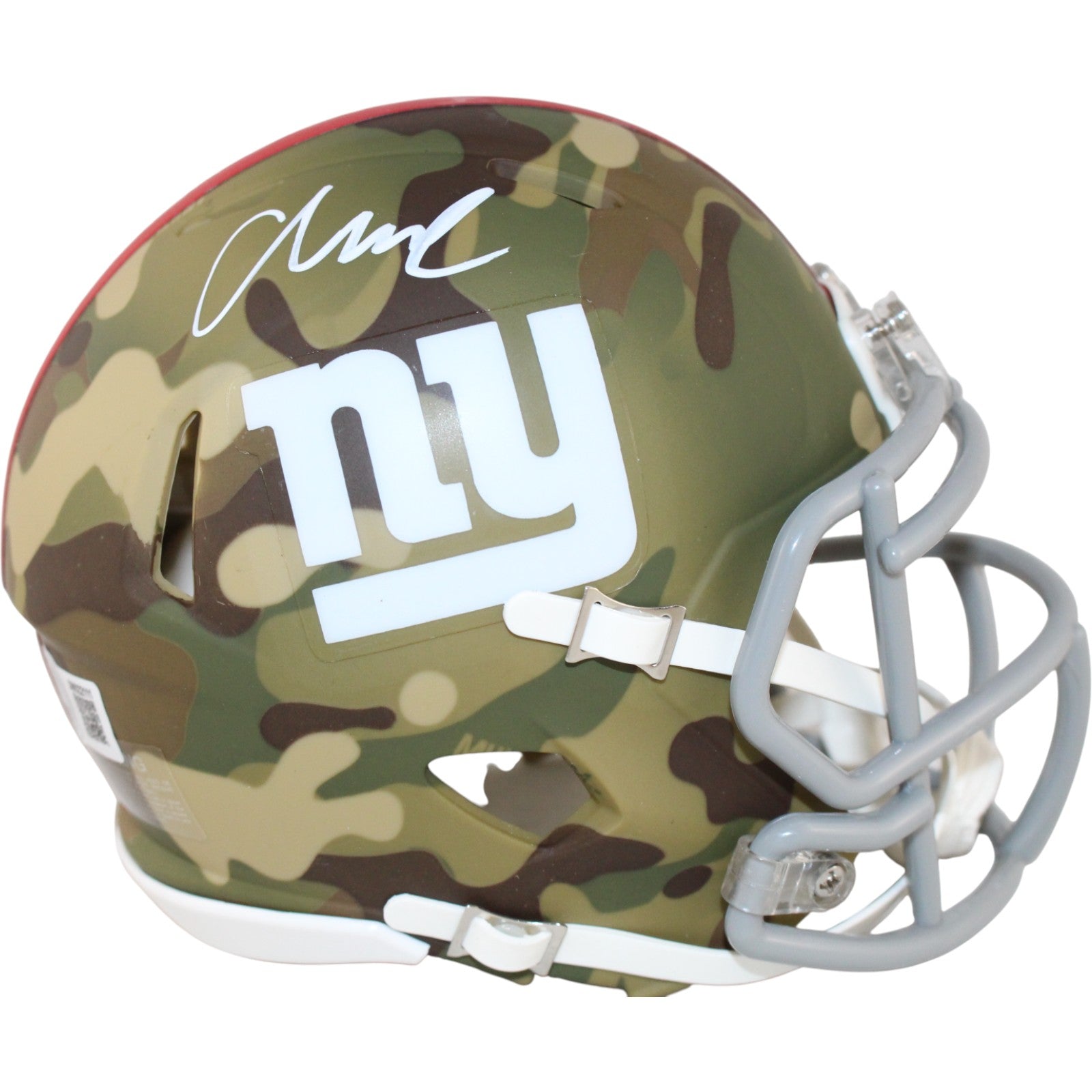 Abdul Carter New York Giants Camo Signed Mini Helmet Beckett Witness 51265 Beckett-Powers Sports Memorabilia