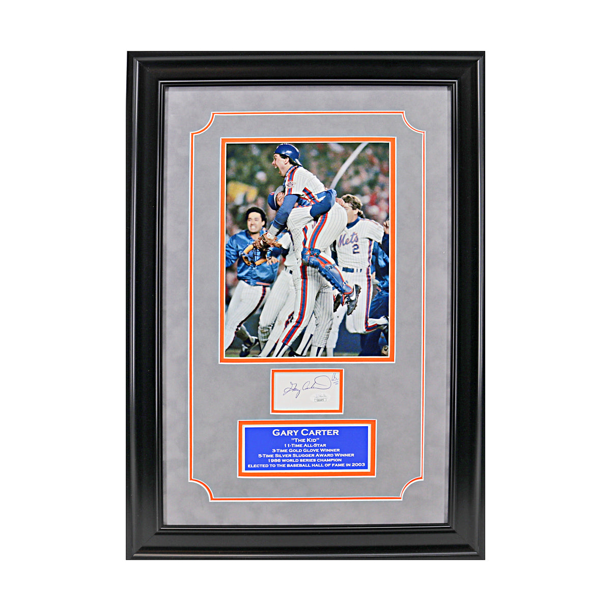 Gary Carter New York Mets Signed Framed Cut Chit Collage (JSA COA #CD21675)-Powers Sports Memorabilia