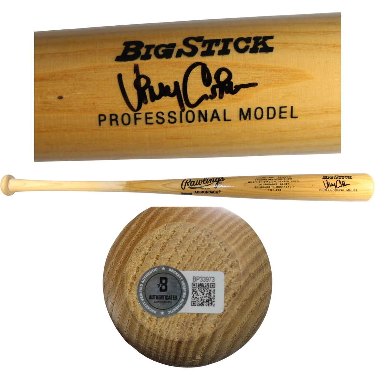 Vinny Castilla Colorado Rockies Signed Baseball - 1993 Inaugral Season Bat Beckett Beckett-Powers Sports Memorabilia
