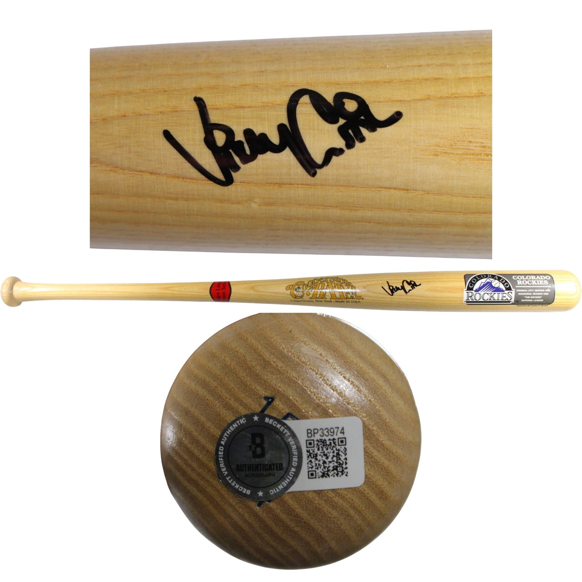 Vinny Castilla Colorado Rockies Signed Baseball - Baseball Bat Beckett Beckett-Powers Sports Memorabilia