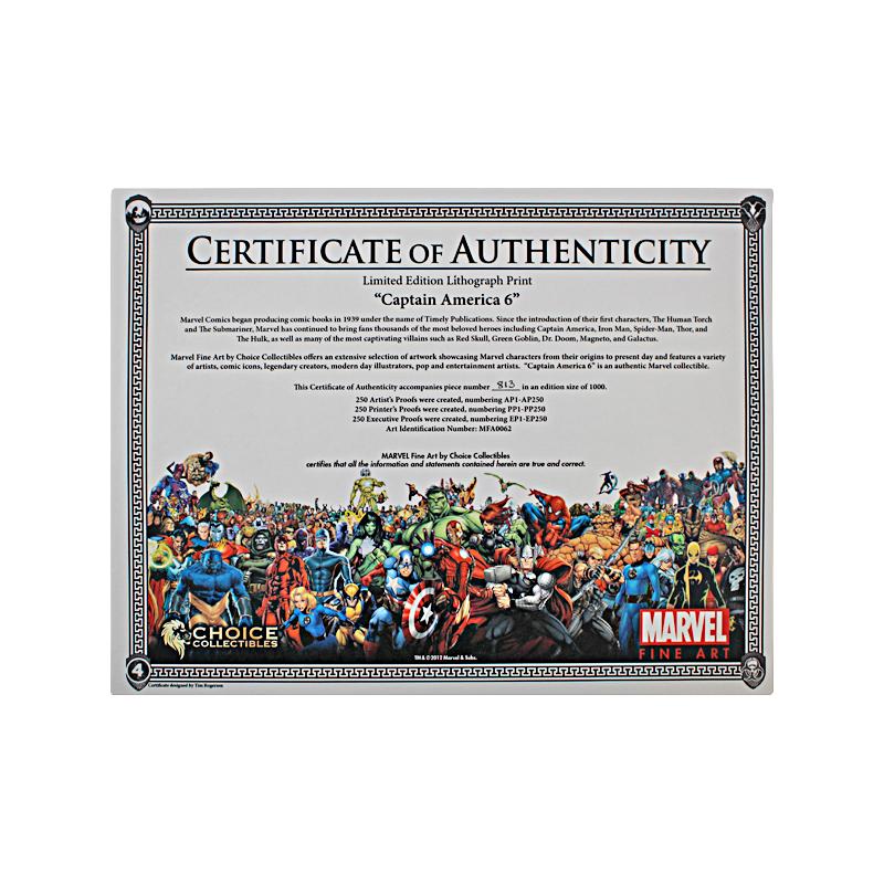 Captain America 6 Limited Edition Lithograph Print-Powers Sports Memorabilia