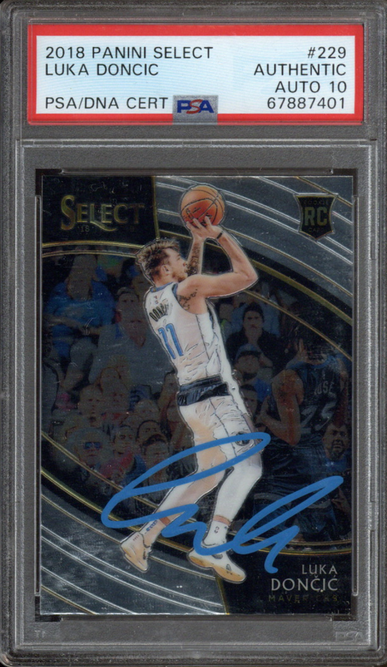 2018-19 NBA Panini Select #229 Luka Doncic Signed Card Auto 10 PSA Slabbed Maver