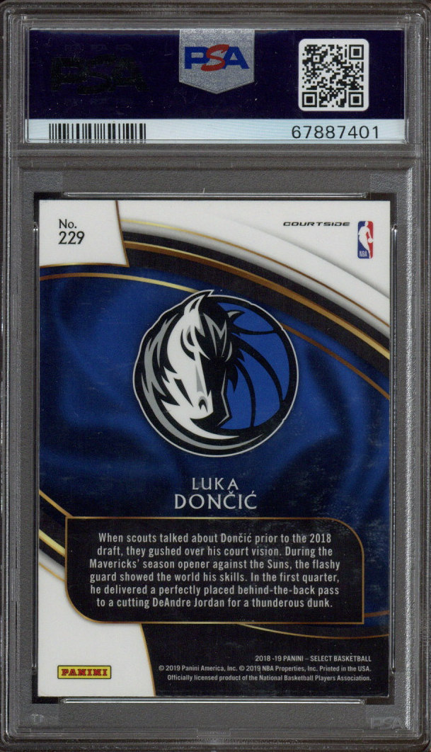 2018-19 NBA Panini Select #229 Luka Doncic Signed Card Auto 10 PSA Slabbed Maver