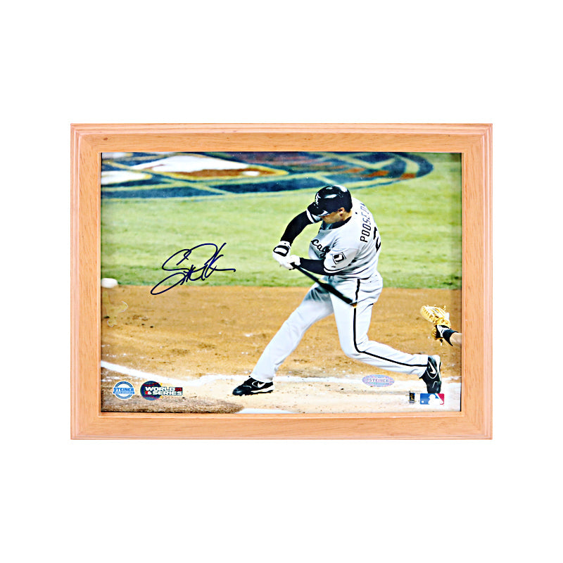Scott Podsednik Chicago White Sox Signed 8x10 Framed Photo Hitting (Steiner COA)-Powers Sports Memorabilia