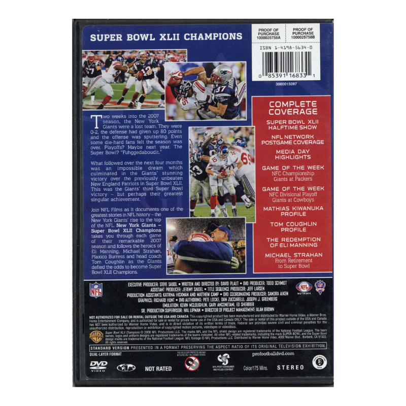 Justin Tuck New York Giants Super Bowl XLII Signed & Inscribed DVD (J&R LOA)-Powers Sports Memorabilia
