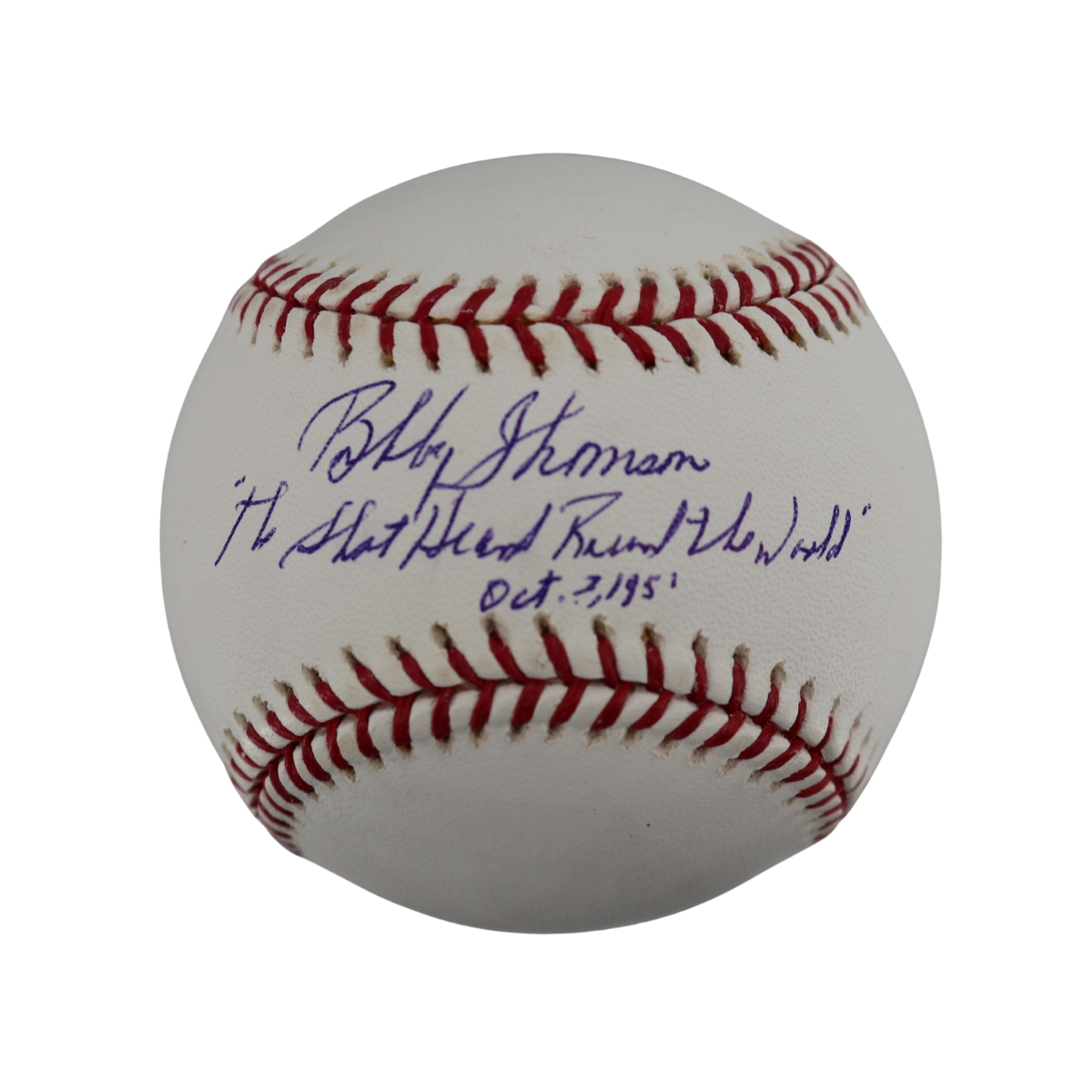 Bobby Thomson Giants Signed Inscribed OMLB Baseball Wish You Were Here Auth-Powers Sports Memorabilia