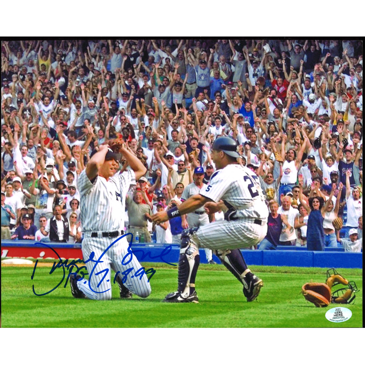 David Cone Signed Incribed 8x10 Kneeling Final Pitch Wish You Were Here Auth-Powers Sports Memorabilia