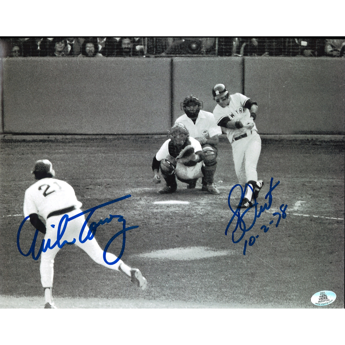 Bucky Dent Mike Torrez Signed Inscribed 8x10 Wish You Were Here Auth-Powers Sports Memorabilia