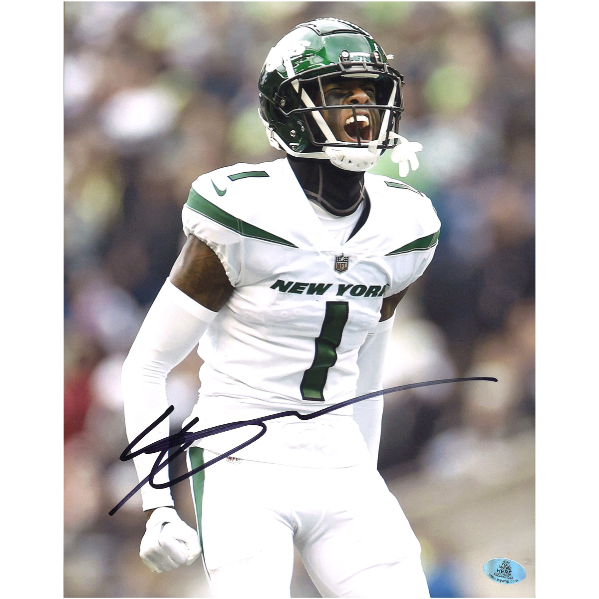 Sauce Gardner Jets Signed 8x10 Wish You Were Here Auth-Powers Sports Memorabilia