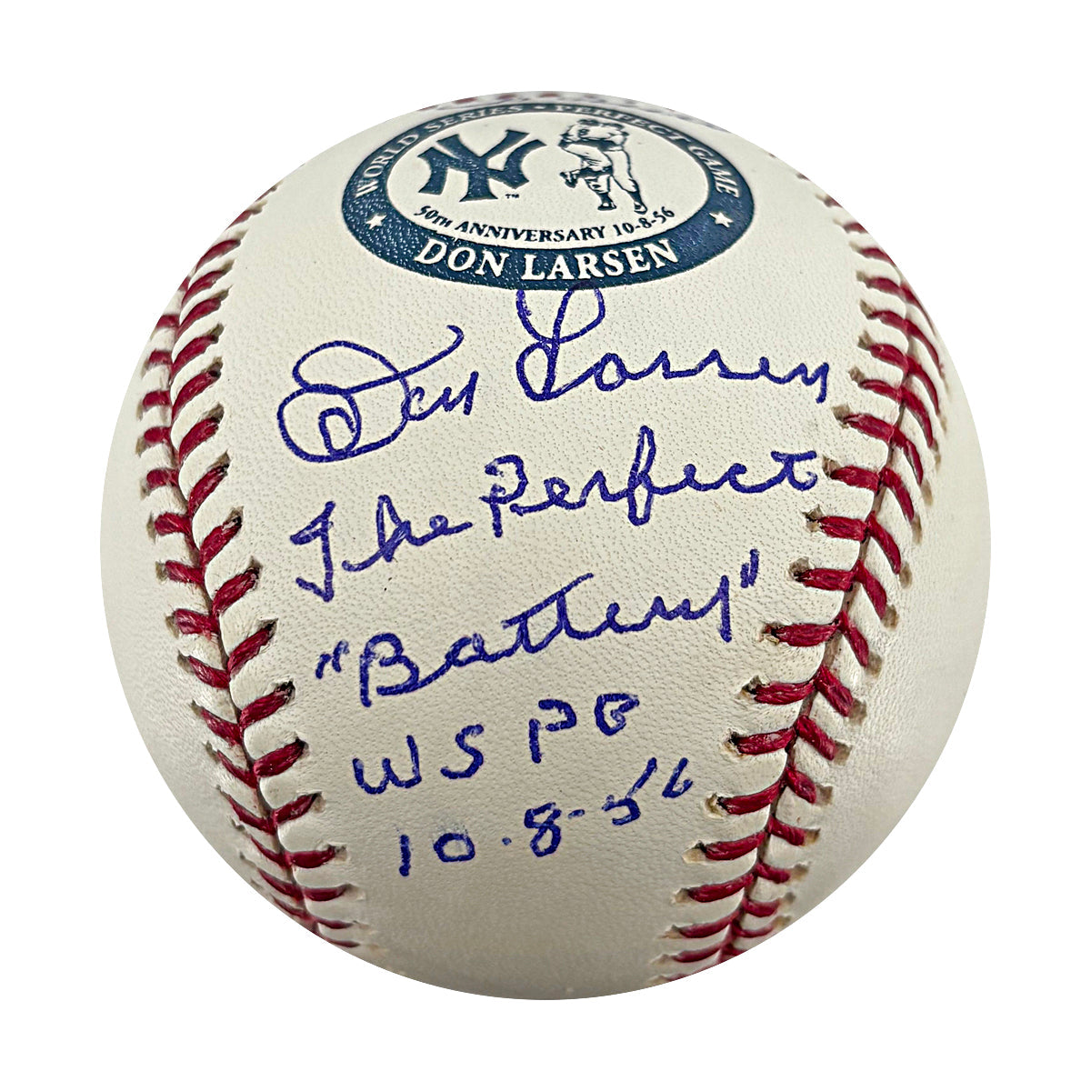 Don Larsen Yogi Berra Yankees Signed Inscribed Logo OMLB Baseball WYWH Holo-Powers Sports Memorabilia