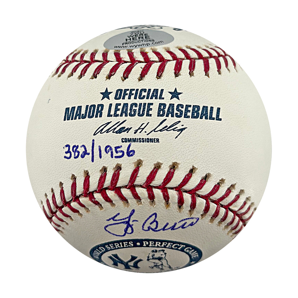 Don Larsen Yogi Berra Yankees Signed Inscribed Logo OMLB Baseball WYWH Holo-Powers Sports Memorabilia