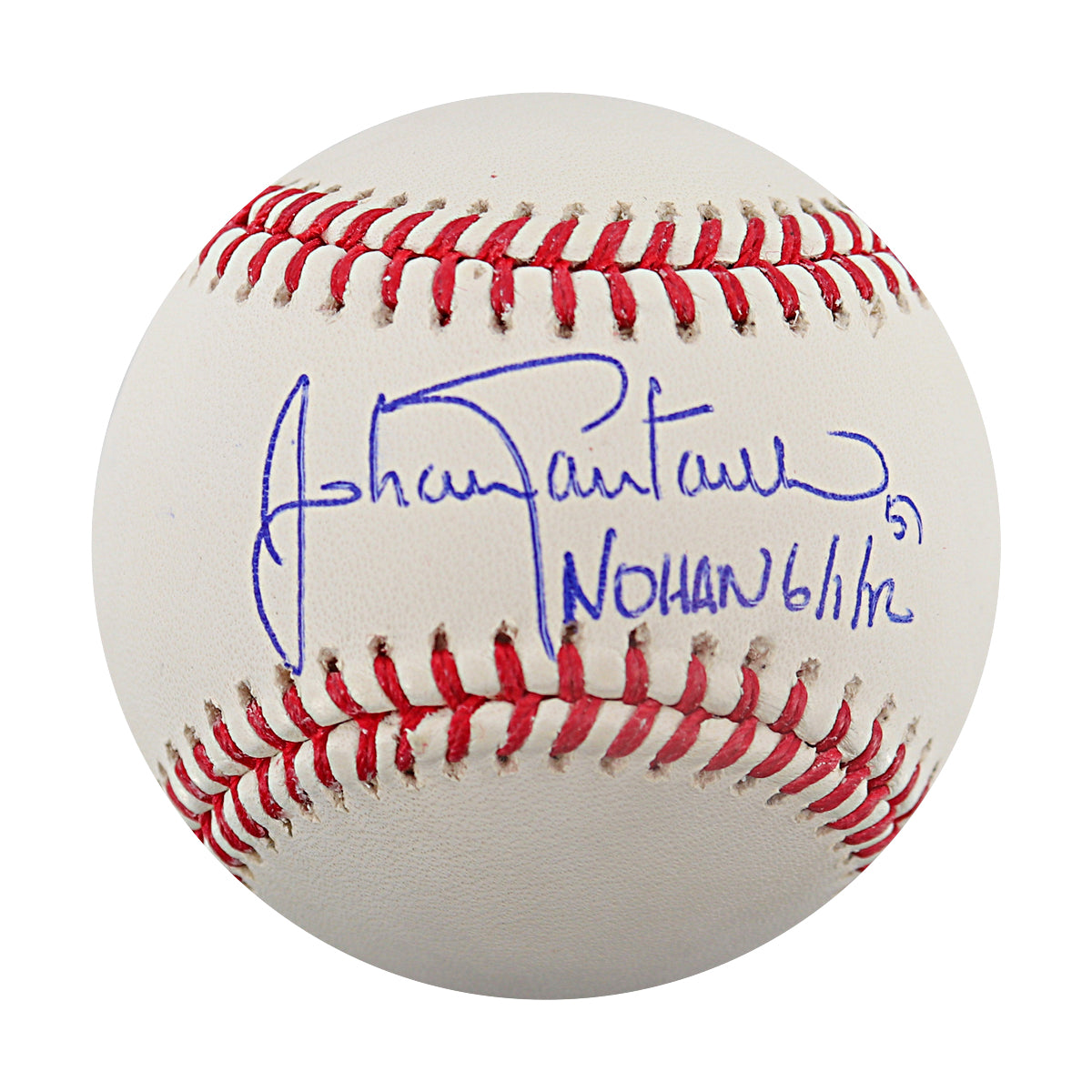 Johan Santana Mets Signed Inscribed Nohan 6/1/12 OMLB Baseball Beckett-Powers Sports Memorabilia