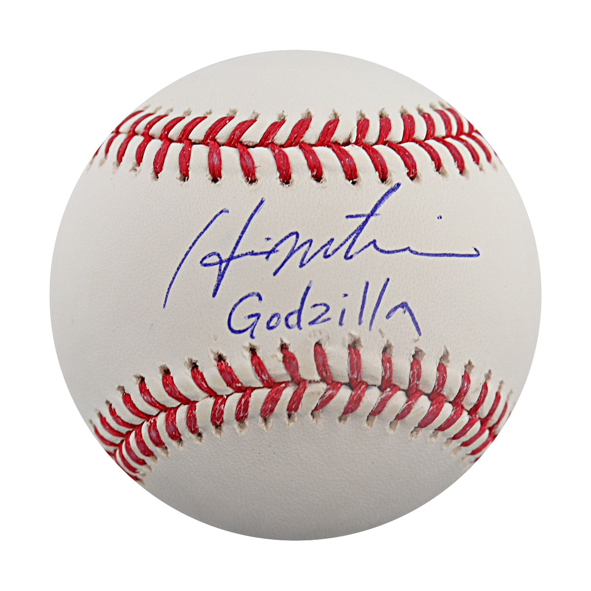 Hideki Matsui Yankees Signed Inscribed Godzilla OMLB Baseball Beckett-Powers Sports Memorabilia