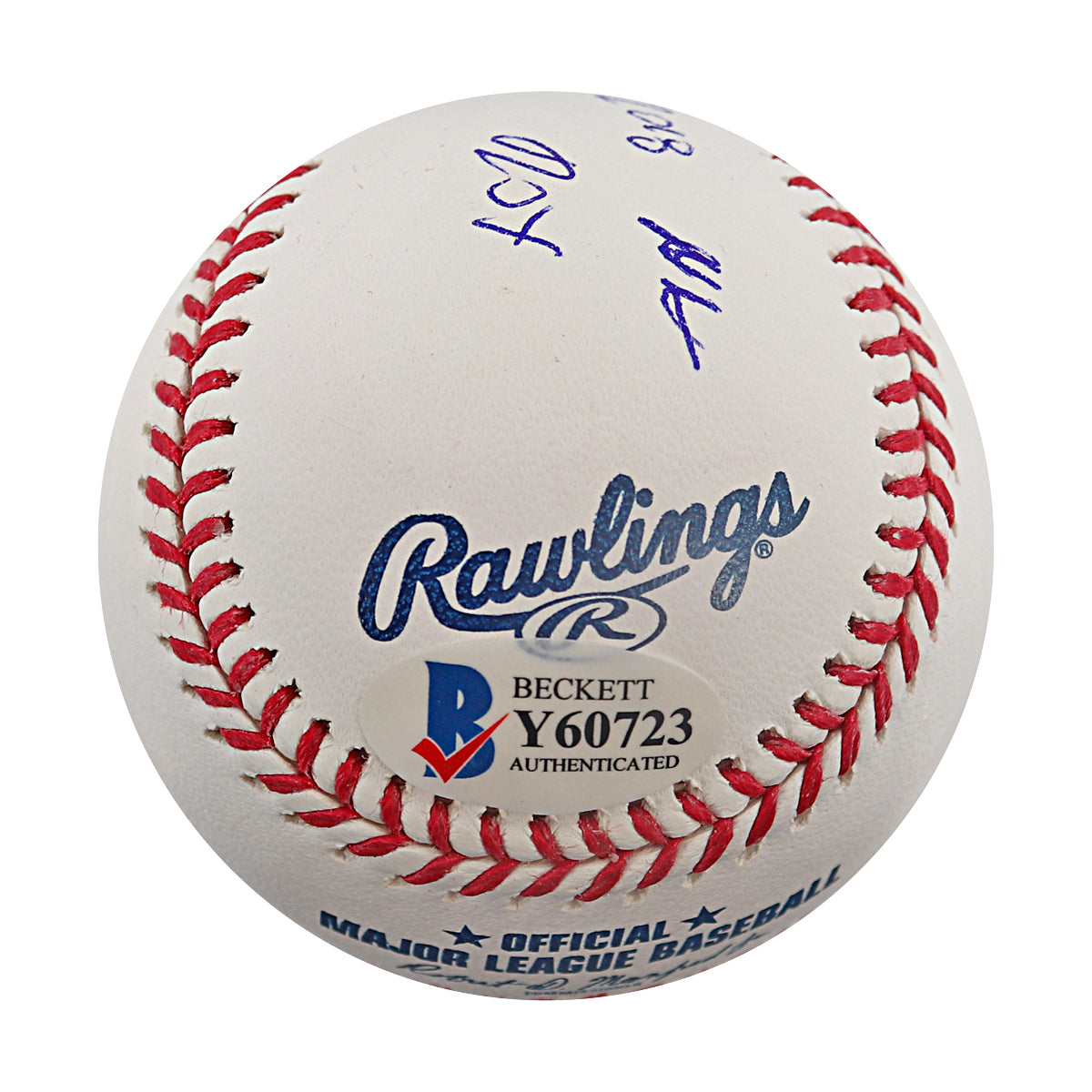 Ronald Acuna Jr Braves Signed Inscribed 2018 NL ROY OMLB Baseball Beckett-Powers Sports Memorabilia