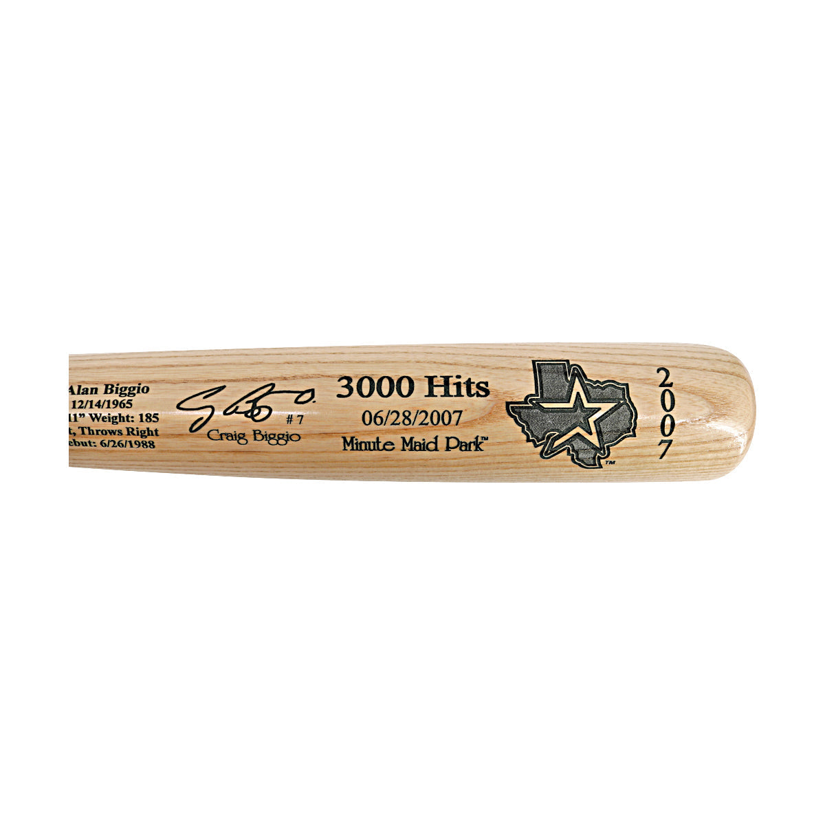 Craig Biggio Houston Astros Louisville Slugger 3000 Hit Commemorative Bat (LE: 2537 of 5000)-Powers Sports Memorabilia