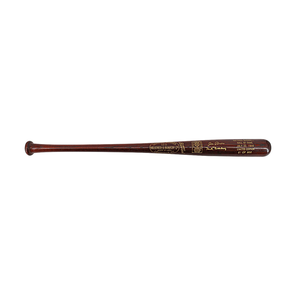 Joe Cronin Hank Greenberg Louisville Slugger HOF Class of 1956 Commemorative Bat (Limited Edition: 91 of 500)-Powers Sports Memorabilia
