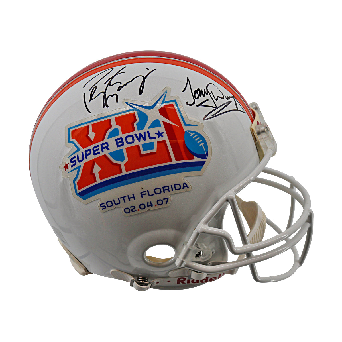 Peyton Manning Tony Dungy Indianapolis Colts SB XLI Dual Signed Authentic Full Size Riddell Helmet (Manning, Steiner Holo)-Powers Sports Memorabilia