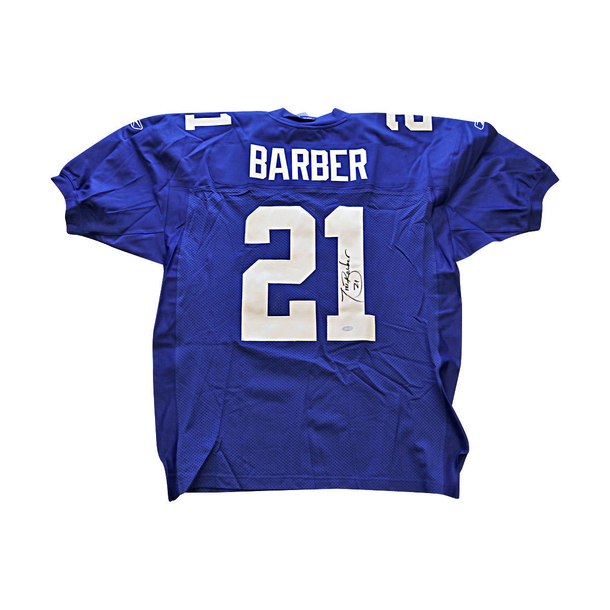 Tiki Barber New York Giants Signed Blue Authentic Reebok Jersey Size: 52 (Steiner COA)