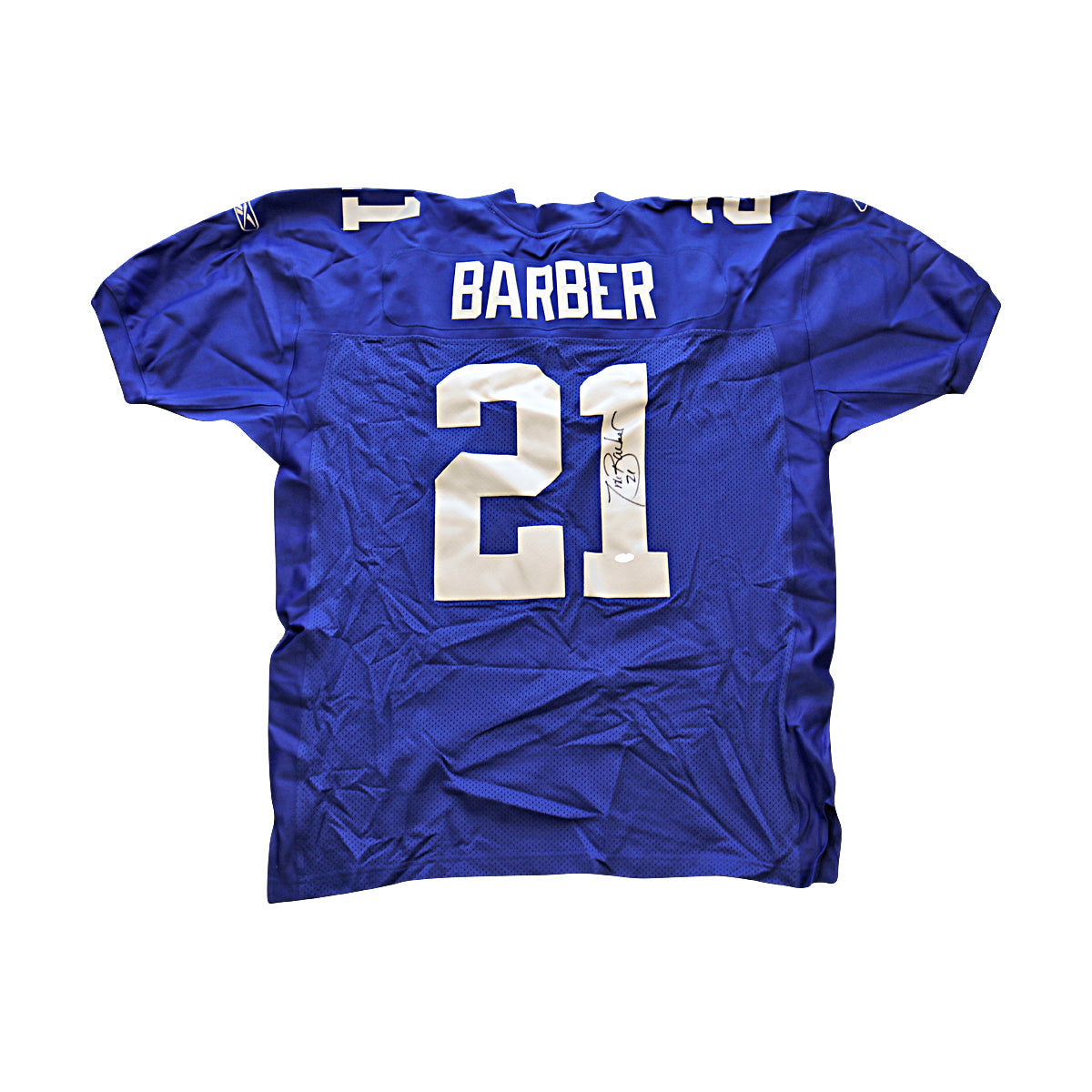 Tiki Barber New York Giants Signed Blue Authentic Reebok Jersey Size: 54 (Steiner COA)-Powers Sports Memorabilia