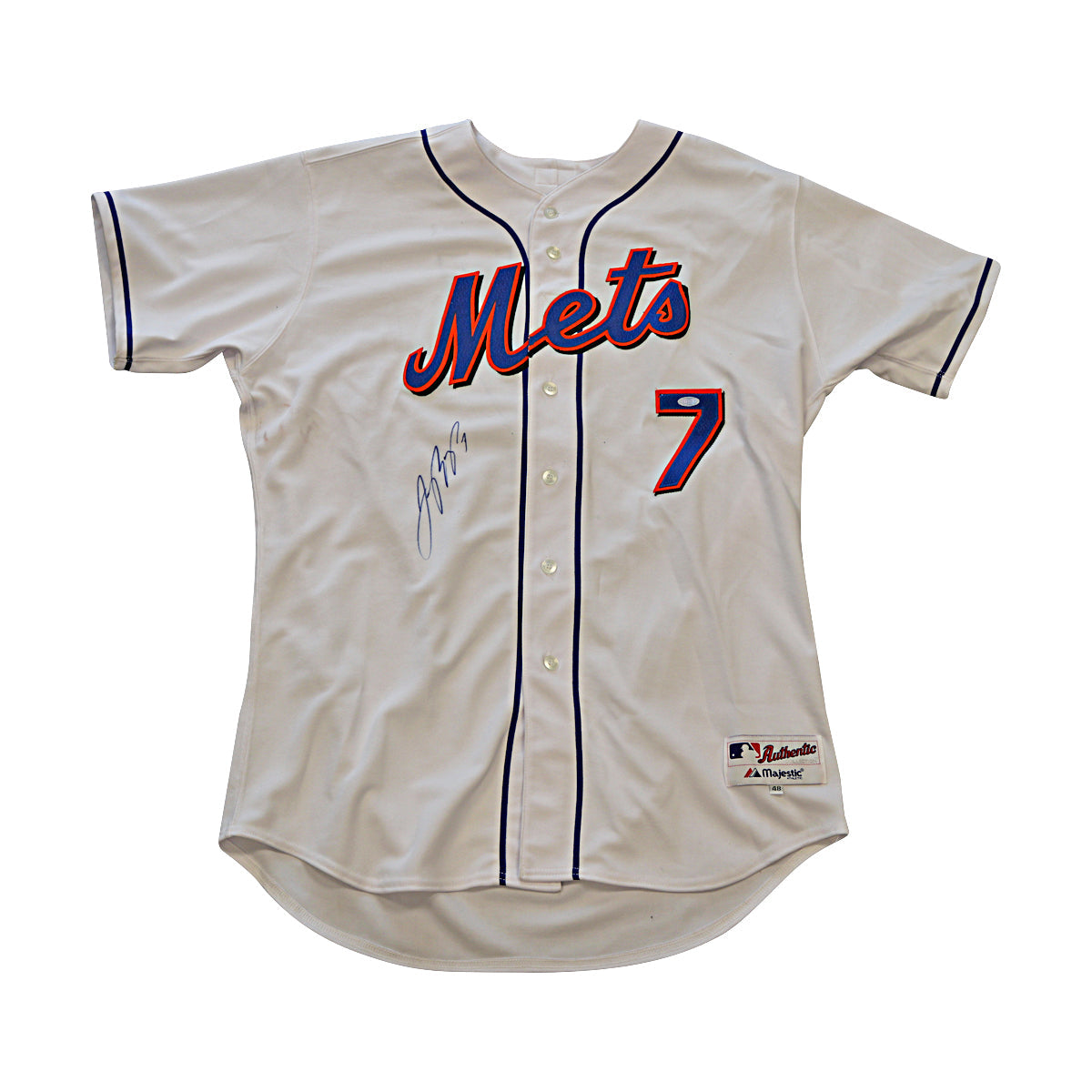 Jose Reyes New York Mets Signed Solid White Authentic Jersey Size: 48 (Steiner COA)-Powers Sports Memorabilia