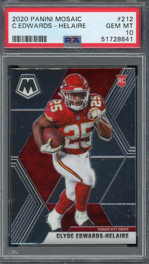 Clyde Edwards-Helaire 2020 Panini Mosaic Football Rookie Card RC #212 PSA 10-Powers Sports Memorabilia