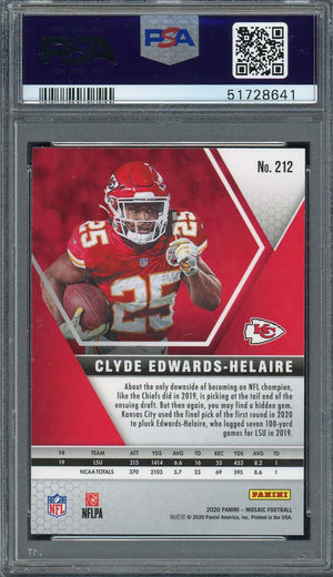 Clyde Edwards-Helaire 2020 Panini Mosaic Football Rookie Card RC #212 PSA 10-Powers Sports Memorabilia