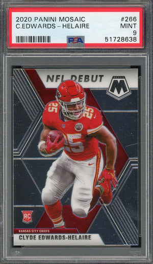 Clyde Edwards-Helaire 2020 Panini Mosaic Football Rookie Card RC #266 PSA 9-Powers Sports Memorabilia