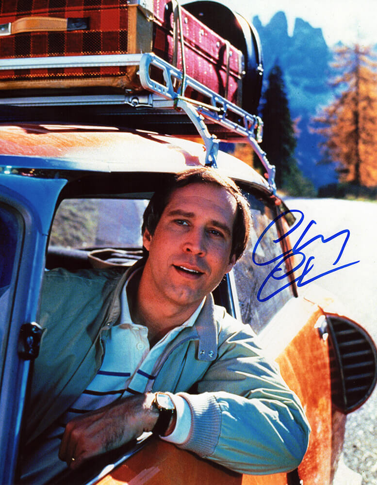 Chevy Chase Autographed National Lampoon's Driving Car 11x14 Photo-Powers Sports Memorabilia
