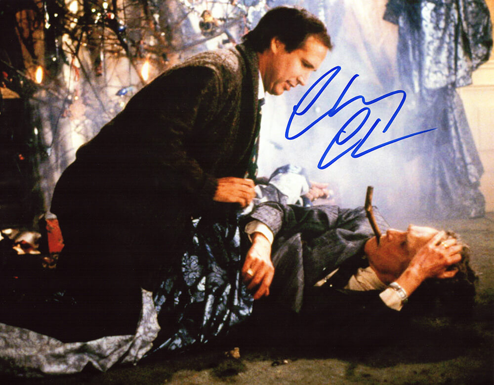 Chevy Chase Autographed Christmas Vacation House Fire 11x14 Photo-Powers Sports Memorabilia
