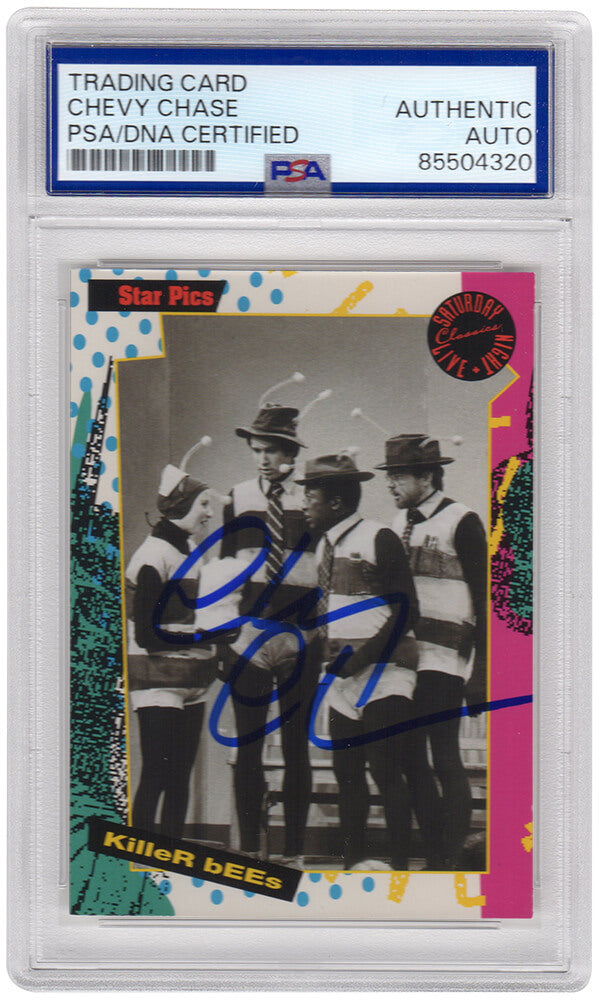 Chevy Chase Autographed 1992 Star Pics Saturday Night Live 'Killer Bees' Trading Card #67 - (PSA Encapsulated)-Powers Sports Memorabilia