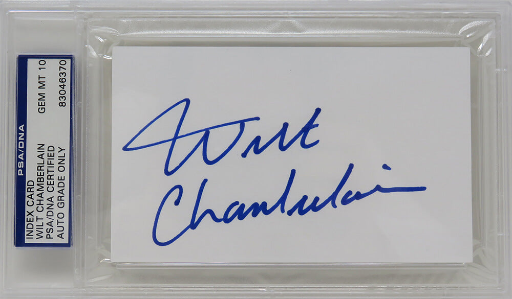 Wilt Chamberlain Autographed 3x5 White Index Card (PSA Encapsulated Autographed Grade 10)-Powers Sports Memorabilia