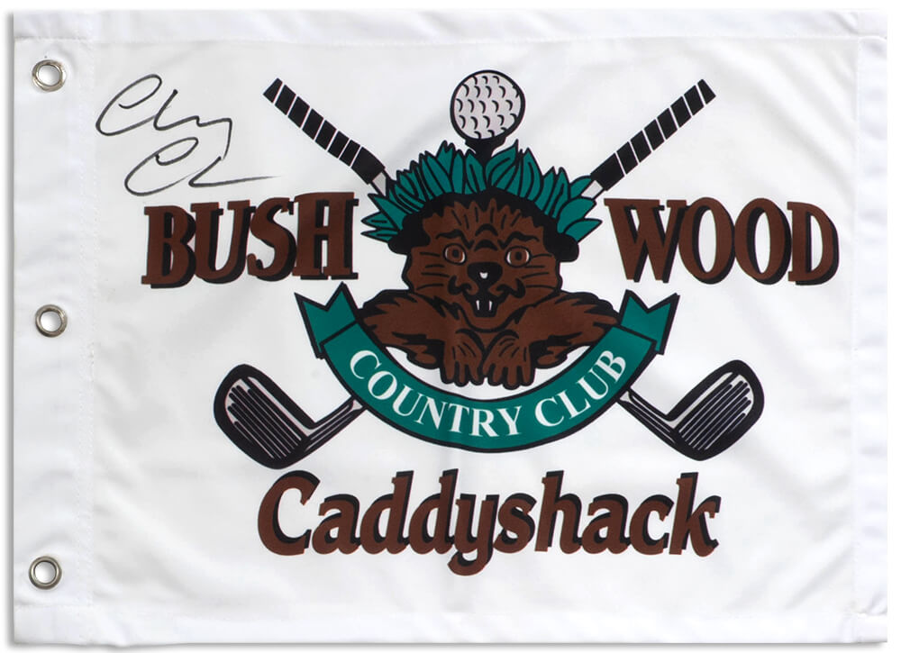 Chevy Chase Autographed Caddyshack Bushwood 18x13 Golf Flag-Powers Sports Memorabilia