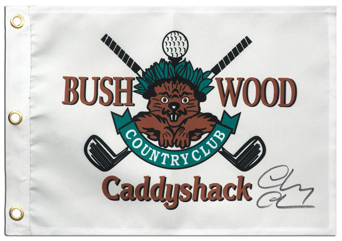Chevy Chase Autographed Caddyshack Bushwood 18x13 Golf Pin Flag-Powers Sports Memorabilia