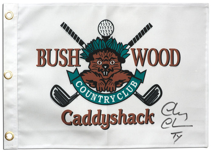 Chevy Chase Autographed Caddyshack Bushwood 18x13 Golf Pin Flag with Ty-Powers Sports Memorabilia