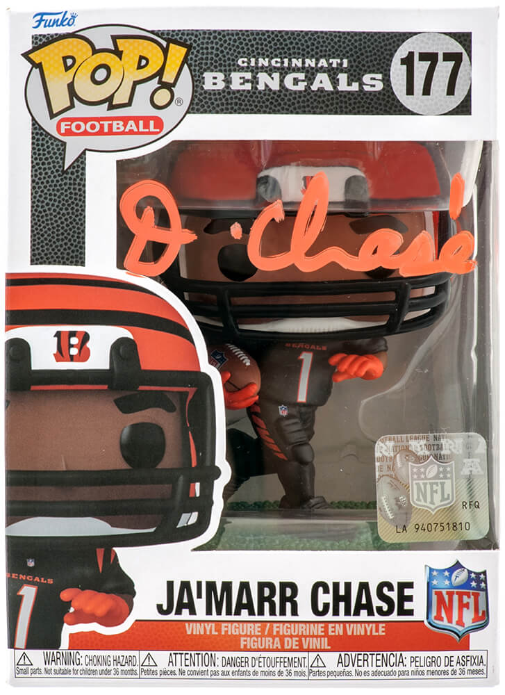 Ja'Marr Chase Autographed Cincinnati Bengals NFL Funko Pop Doll #177-Powers Sports Memorabilia