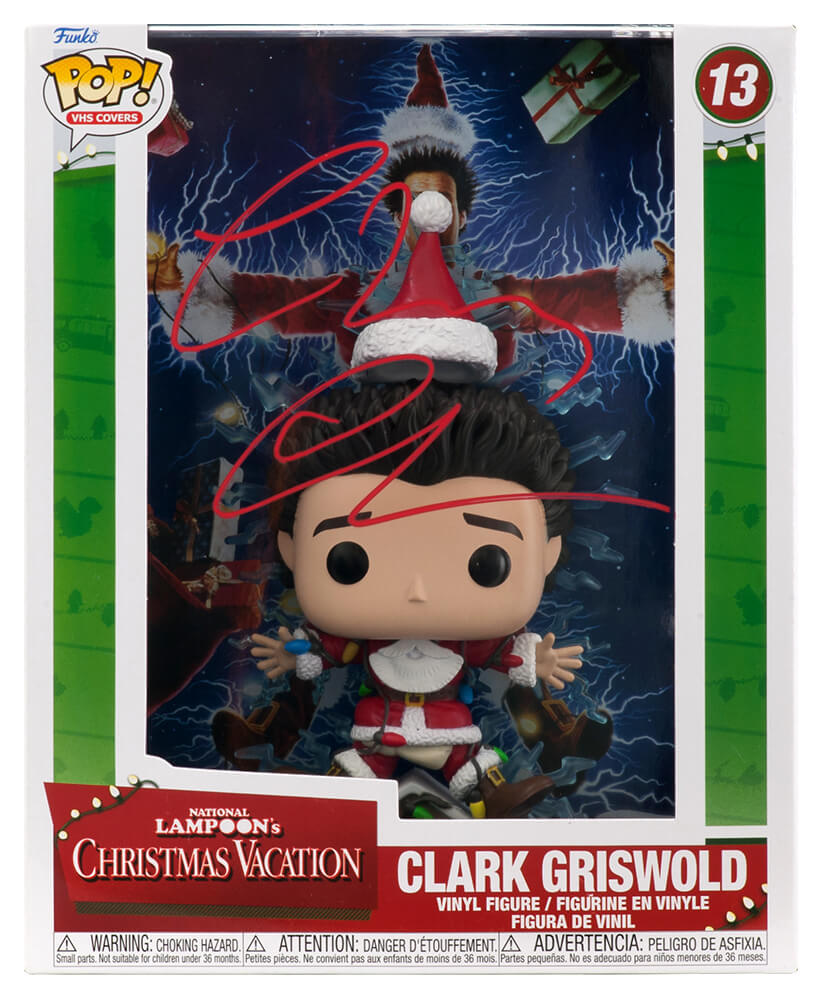 Chevy Chase Autographed Christmas Vacation Clark Griswold VHS Cover Funko Pop Doll #13-Powers Sports Memorabilia