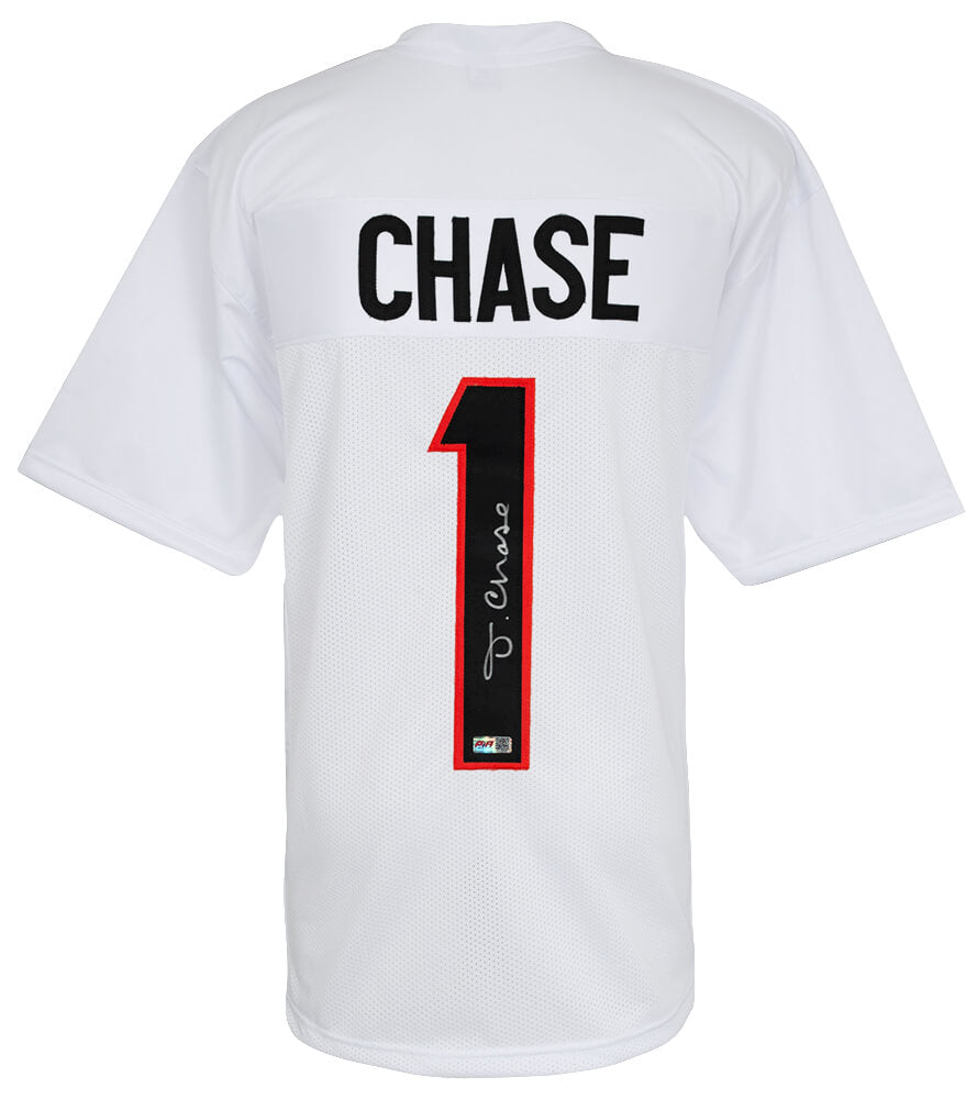 Ja'Marr Chase Autographed White Custom Football Jersey