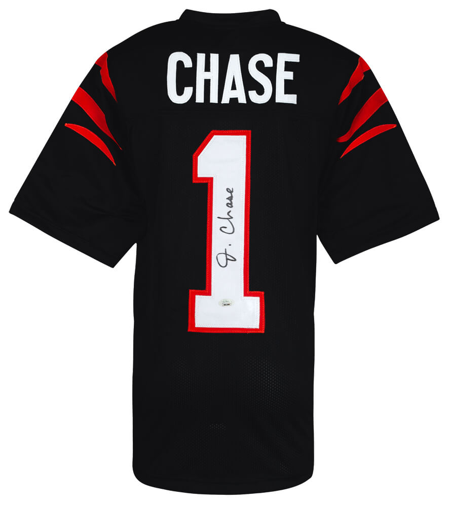 Ja'Marr Chase Autographed Black Custom Football Jersey - (JSA)-Powers Sports Memorabilia