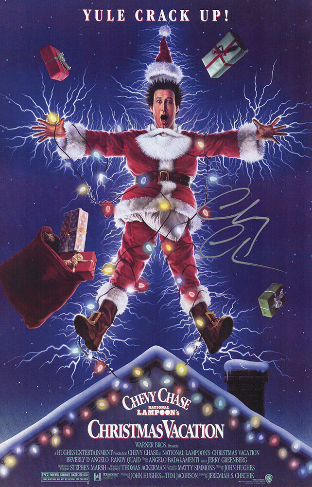 Chevy Chase Autographed 'Christmas Vacation' 11x17 Movie Poster-Powers Sports Memorabilia