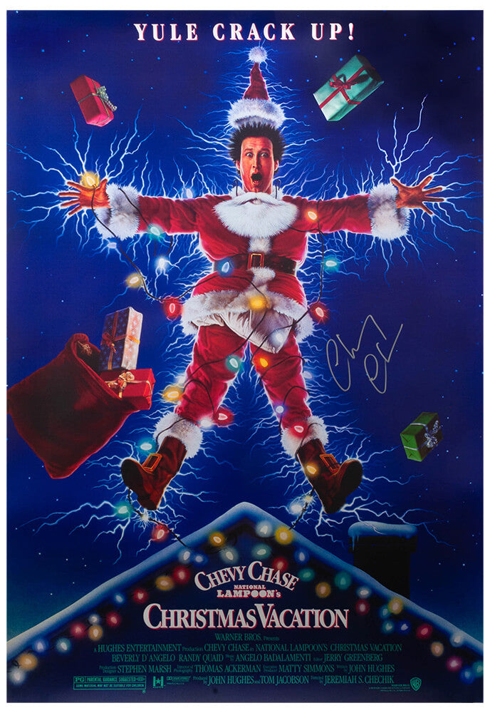 Chevy Chase Autographed 'Christmas Vacation' 27x40 F/S Movie Poster-Powers Sports Memorabilia