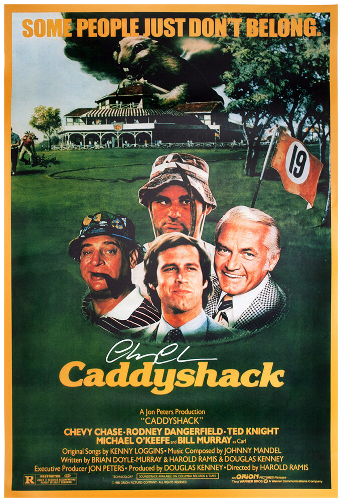 Chevy Chase Autographed Caddyshack 27x40 Full Size Movie Poster-Powers Sports Memorabilia