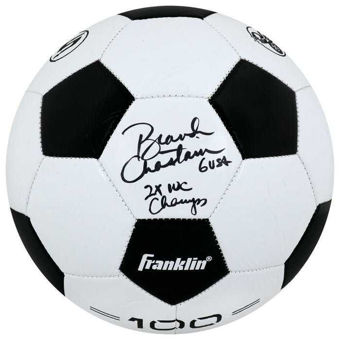 Brandi Chastain Autographed Franklin Black & White Size 5 Soccer Ball with 2x WC Champs-Powers Sports Memorabilia