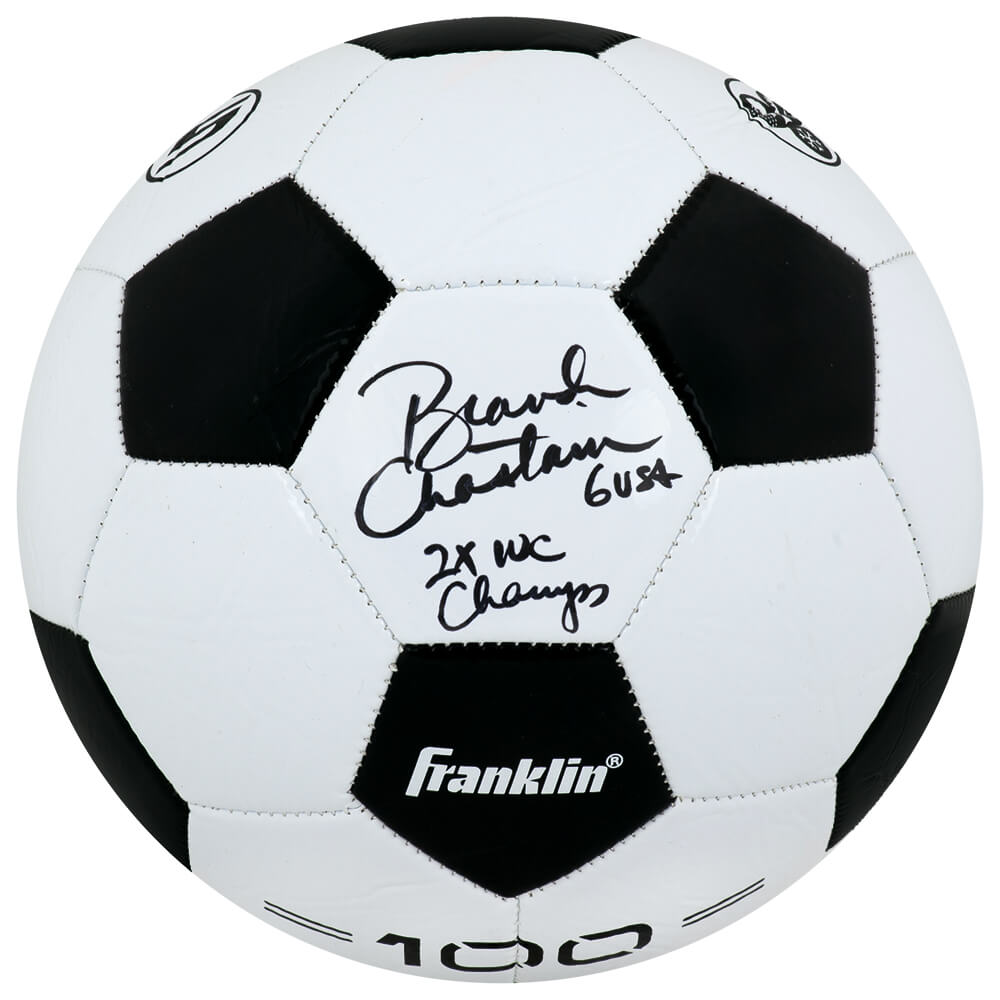 Brandi Chastain Autographed Franklin Black & White Size 5 Soccer Ball with 2x WC Champs-Powers Sports Memorabilia