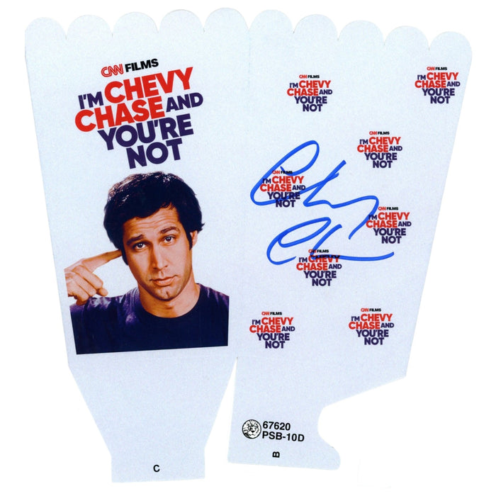 Chevy Chase Signed CNN Films Popcorn Bucket Beckett WIT-Powers Sports Memorabilia