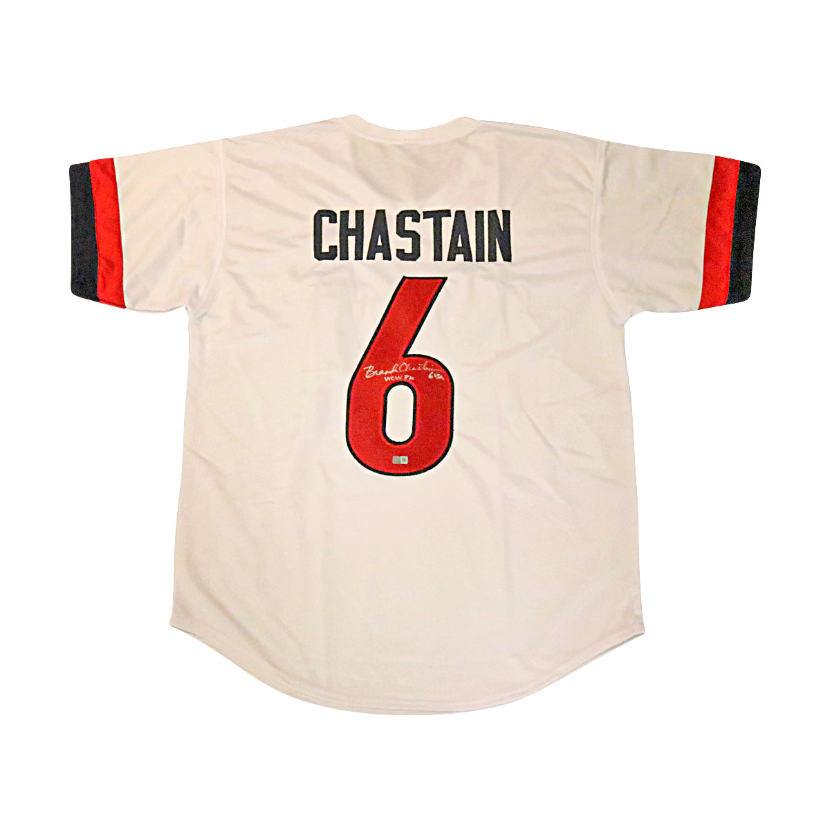 Brandi Chastain USWNT Signed Inscribed "WCW PK" Pro Style #6 White Soccer Jersey-Powers Sports Memorabilia