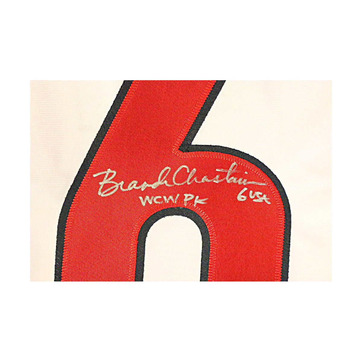 Brandi Chastain USWNT Signed Inscribed "WCW PK" Pro Style #6 White Soccer Jersey-Powers Sports Memorabilia
