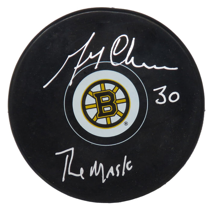 Gerry Cheevers Autographed Boston Bruins Hockey Puck with The Mask-Powers Sports Memorabilia