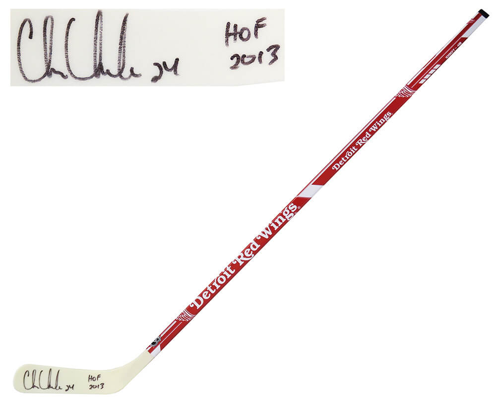 Chris Chelios Detroit Red Wings Autographed Logo 48 Inch Full Size Hockey